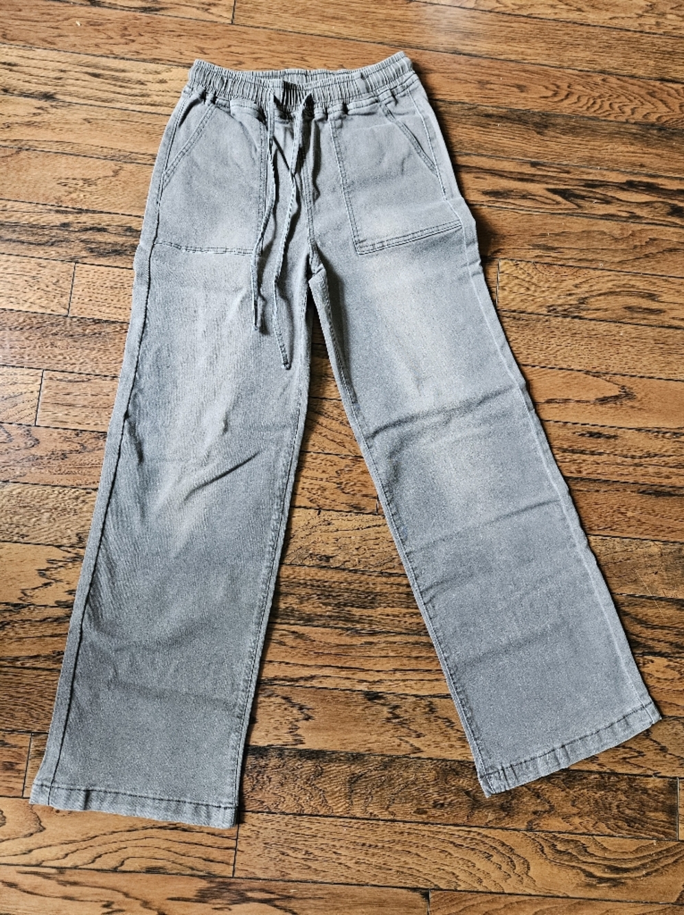 NWT SHEIN Wide Leg Drawstring Pants in Light Gray
